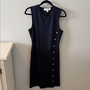 Elegant Navy Blue Sleeveless Dress